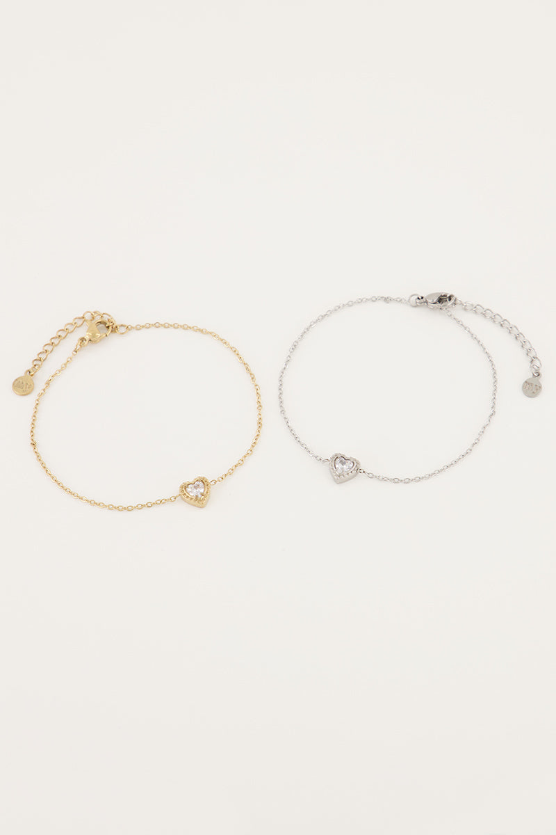My Jewellery Armbandje strass hartje
