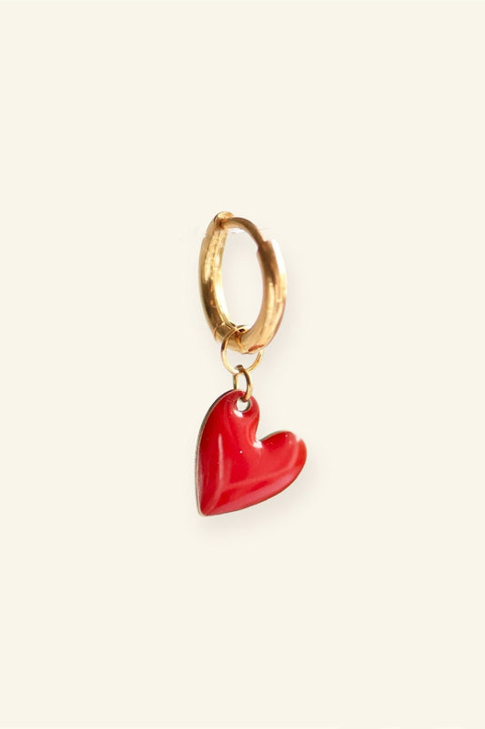 Mini heart oorbel - Rood