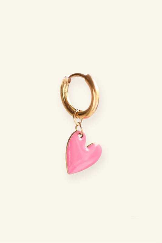 Mini heart oorbel - Roze