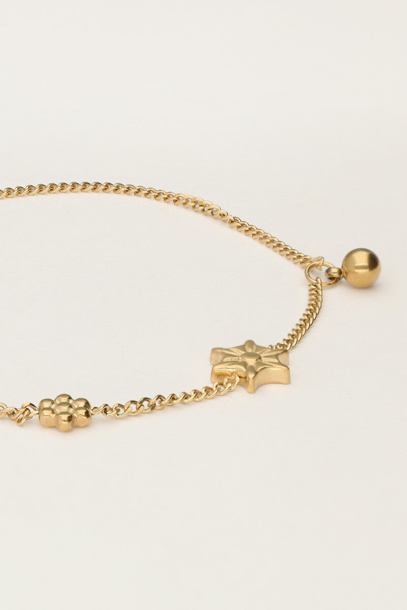 My Jewellery Minimalistische armband met bloemen & balletje