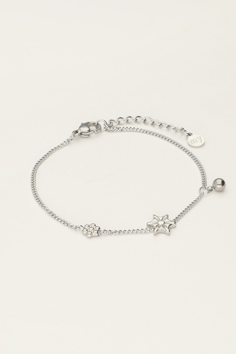 My Jewellery Minimalistische armband met bloemen & balletje