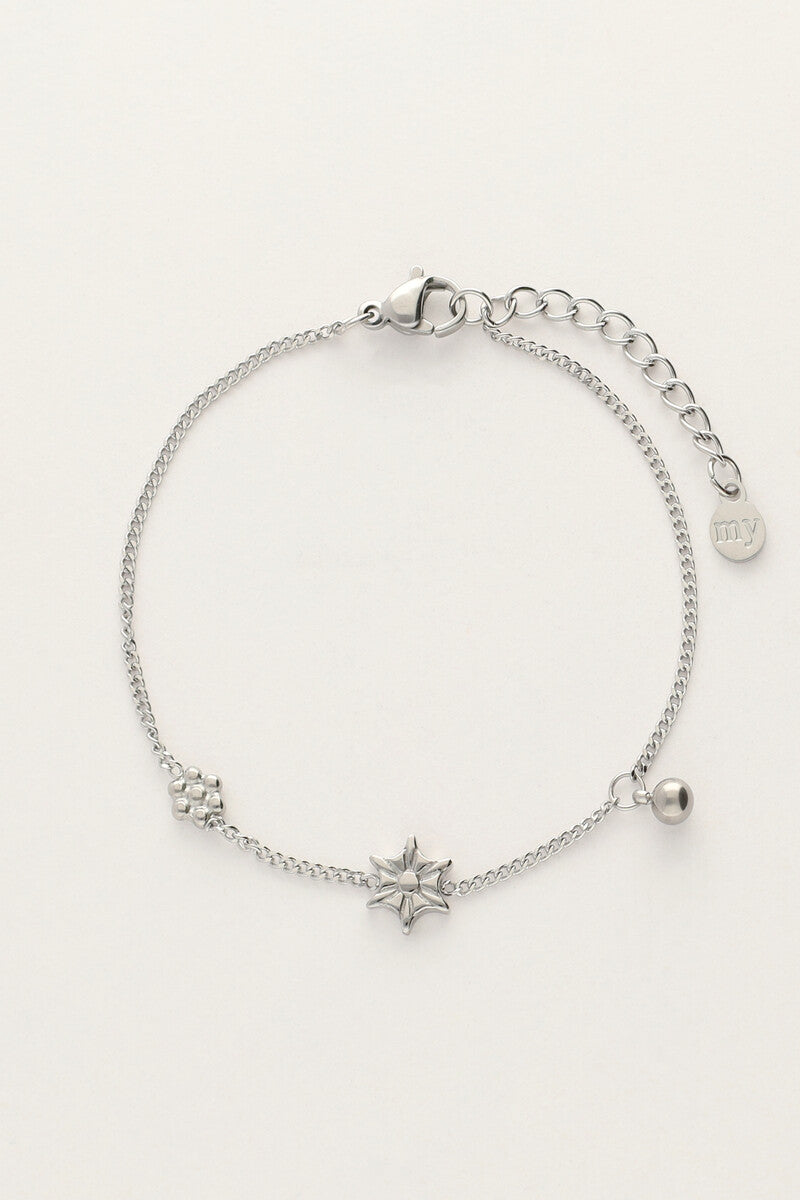 My Jewellery Minimalistische armband met bloemen & balletje